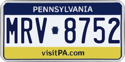 PA license plate MRV8752