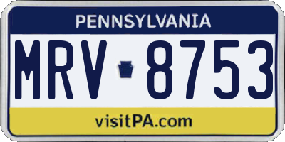 PA license plate MRV8753