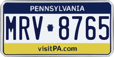 PA license plate MRV8765