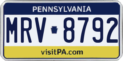 PA license plate MRV8792