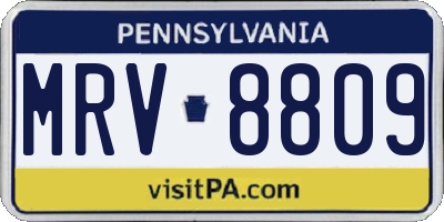 PA license plate MRV8809
