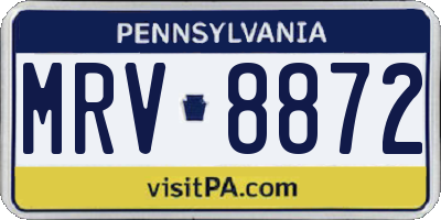 PA license plate MRV8872