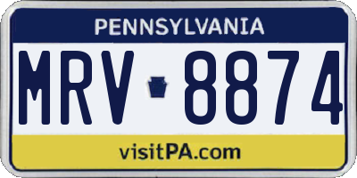PA license plate MRV8874