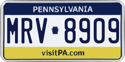 PA license plate MRV8909