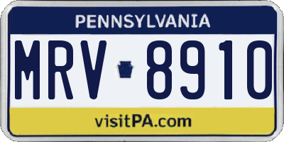PA license plate MRV8910