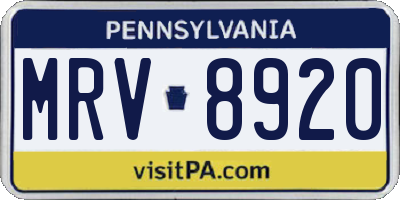 PA license plate MRV8920