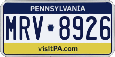 PA license plate MRV8926