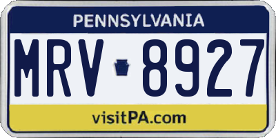 PA license plate MRV8927