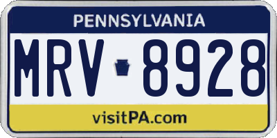 PA license plate MRV8928
