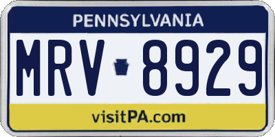 PA license plate MRV8929