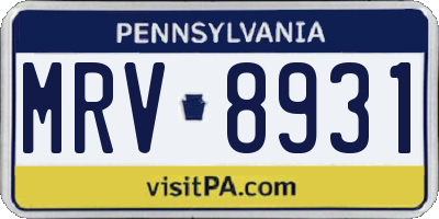 PA license plate MRV8931