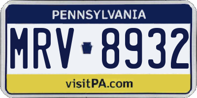 PA license plate MRV8932