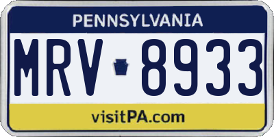 PA license plate MRV8933