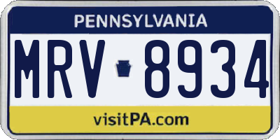 PA license plate MRV8934