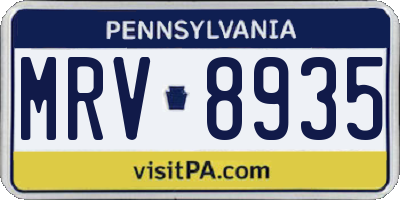 PA license plate MRV8935