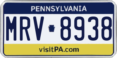 PA license plate MRV8938