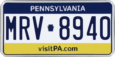 PA license plate MRV8940