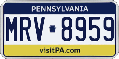PA license plate MRV8959