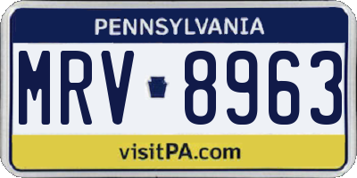 PA license plate MRV8963