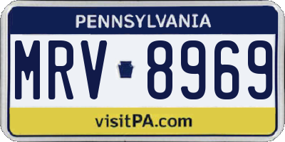 PA license plate MRV8969