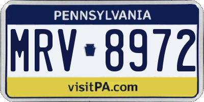 PA license plate MRV8972