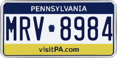 PA license plate MRV8984