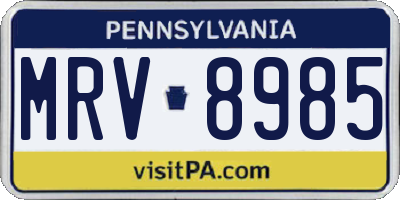 PA license plate MRV8985