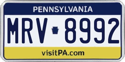 PA license plate MRV8992