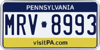 PA license plate MRV8993