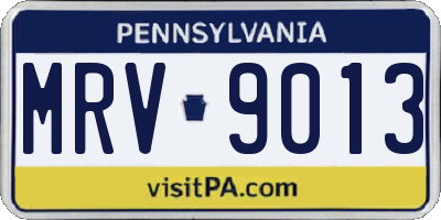 PA license plate MRV9013