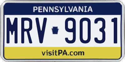 PA license plate MRV9031
