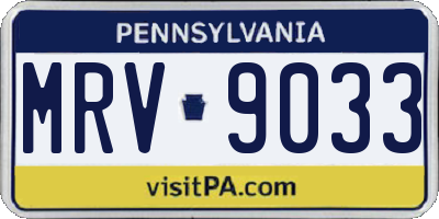 PA license plate MRV9033