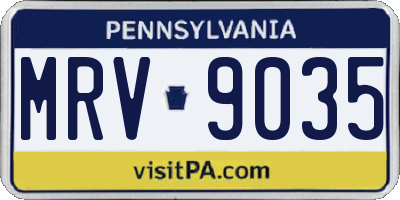 PA license plate MRV9035