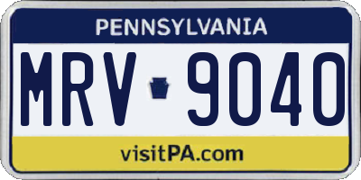 PA license plate MRV9040