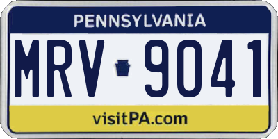 PA license plate MRV9041