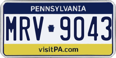 PA license plate MRV9043