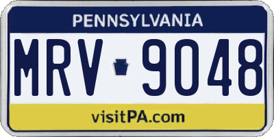 PA license plate MRV9048