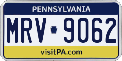 PA license plate MRV9062