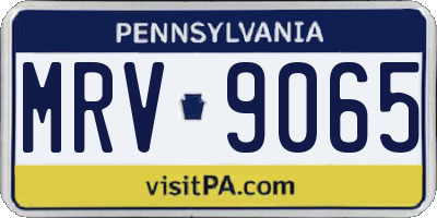 PA license plate MRV9065