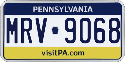 PA license plate MRV9068