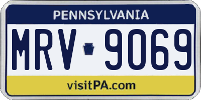PA license plate MRV9069