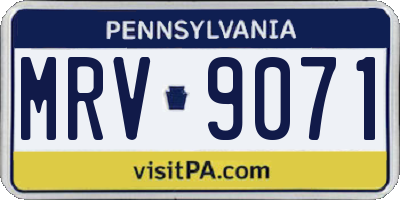 PA license plate MRV9071