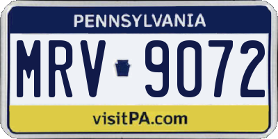 PA license plate MRV9072