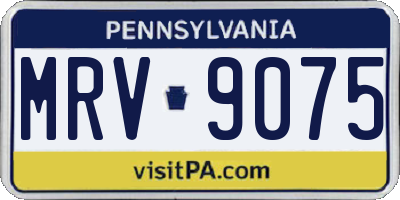 PA license plate MRV9075