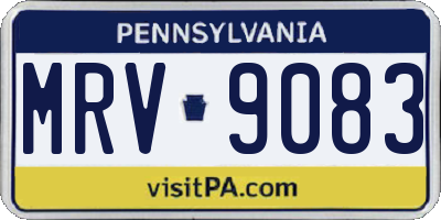 PA license plate MRV9083