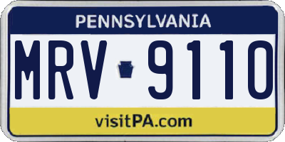 PA license plate MRV9110