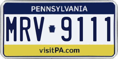 PA license plate MRV9111