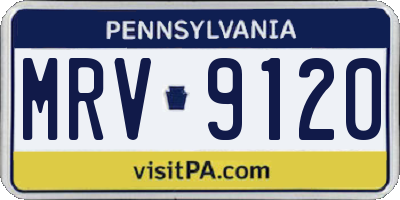 PA license plate MRV9120