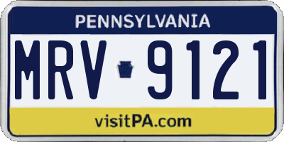 PA license plate MRV9121