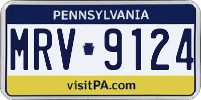 PA license plate MRV9124